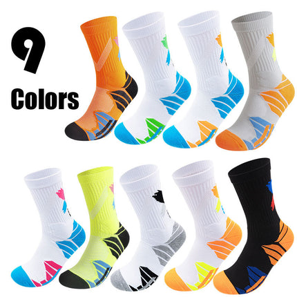 9 Pairs Men Compression Running Socks Crew Athletic Hiking Anti Blister Cushioned Anti-odor And Breathable For Running Hiking Cycling
