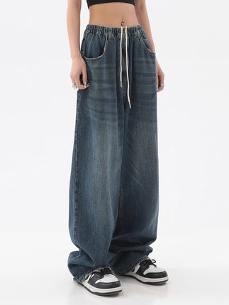 2022 Women American Vintage Baggy Jeans Elastic Waist Oversized Long