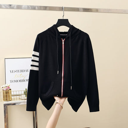 Black Hoodies Women's Sweatshirts Coat Clothes Pocket Jacket Harajuku