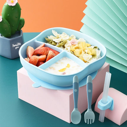 Big Sucker Children's Silicone Dinner Plate Integrated Food Supplement Partitioned