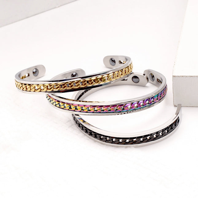 Health Care Colorful Inspirational Titanium Steel Bracelet Magnet