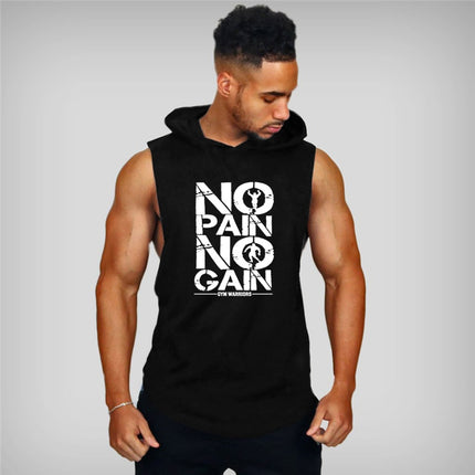 Mens Bodybuilding Hooded Tank Top
