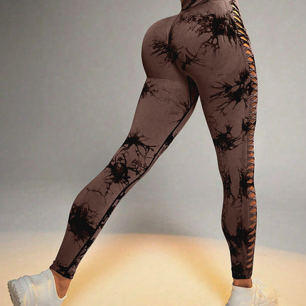 3 Pack Women's Tie-Dye Cutout Yoga Pants High-Waisted Leggings Women's Tie-Dye Leggings,, Leggings Women High Waisted Seamless Workout Leggings Gym Booty Tights Tummy Control Yoga Pants