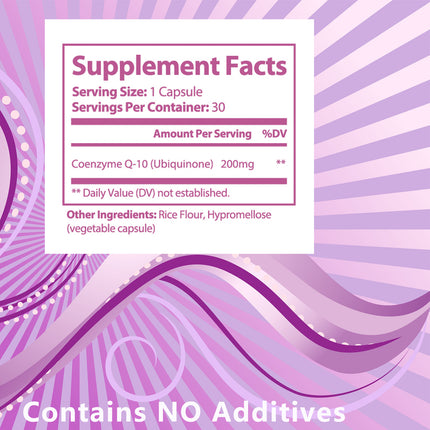 CoQ10 For Women Female Q10 Antioxidants Detox Menopause Immuse 200mg 30 Veg Non-GMO And Gluten Free Immune Supplement