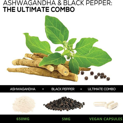 Ashwagandha Supplements Capsules Vegan Stress Relief Immune Support Supplement Balanced Energy Levels And Mood Organic