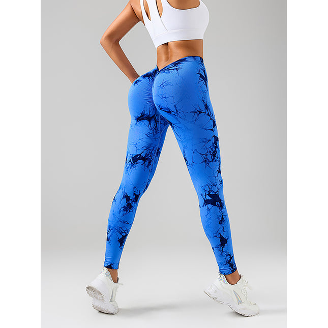 3 Pack Women's Scrunch Workout Leggings, High Waisted Butt Lifting Tie-dye V Back Waist Seamless Gym Yoga Leggings, Workout Leggings For Women Jada Leggings