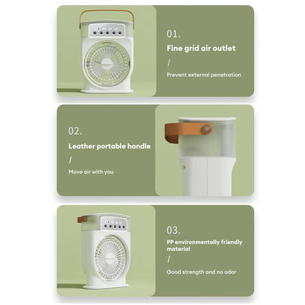 Portable USB Air Cooler with Mist & LED