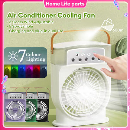Portable USB Air Cooler with Mist & LED