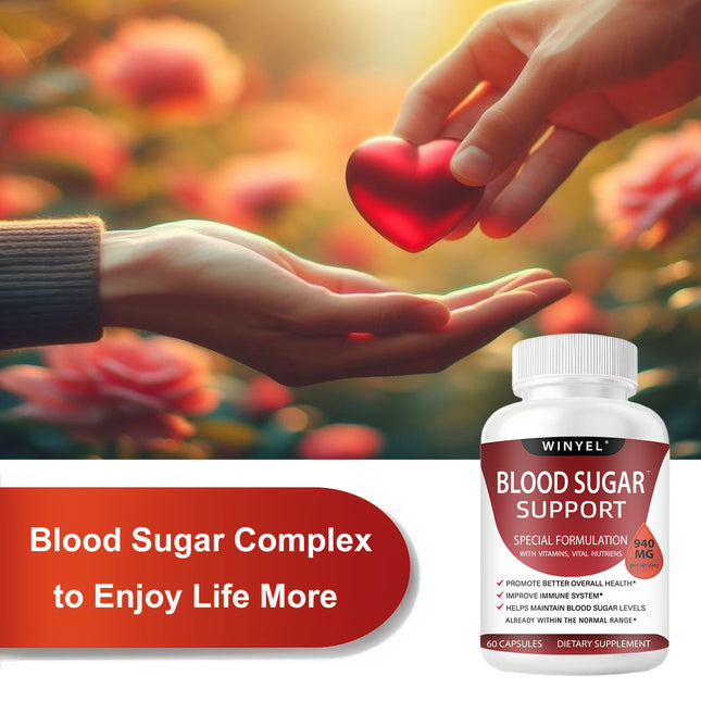 WINYEL Blood Sugar Complex Pure Premium Supplement - Supports Healthy Blood Sugar Already Within Normal Range Natural With Cinnamon, Bitter Melon, Chromium, Mulberry, Alpha Lipoic Acid, 60Capsules