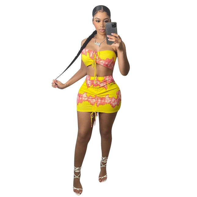 Women’s Printed Sleeveless Drawstring Casual Suit