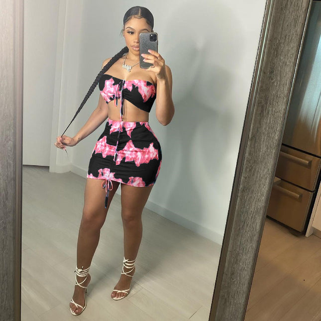 Women’s Printed Sleeveless Drawstring Casual Suit