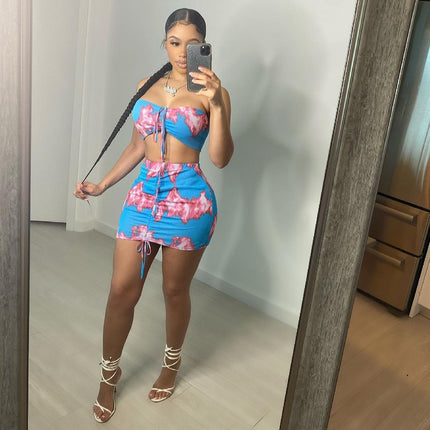 Women’s Printed Sleeveless Drawstring Casual Suit