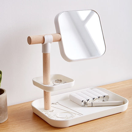 Desktop Cosmetics Storage Box Makeup Brush Lipstick Mask Skin Care Products With Mirror Dressing Table Finishing Rack