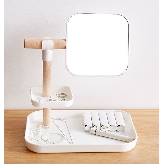 Desktop Cosmetics Storage Box Makeup Brush Lipstick Mask Skin Care Products With Mirror Dressing Table Finishing Rack