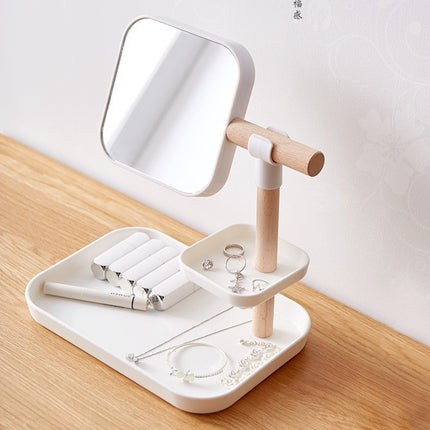 Desktop Cosmetics Storage Box Makeup Brush Lipstick Mask Skin Care Products With Mirror Dressing Table Finishing Rack