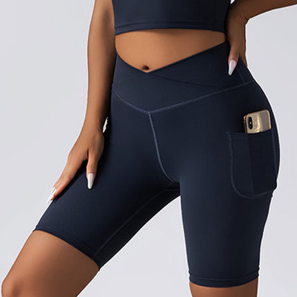 Biker Shorts Women Tummy Control  No Seam High Waist Yoga Gym Workout Running Volleyball Shorts With Pockets