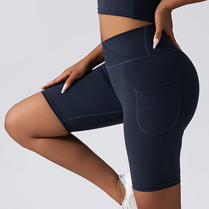 Biker Shorts Women Tummy Control  No Seam High Waist Yoga Gym Workout Running Volleyball Shorts With Pockets