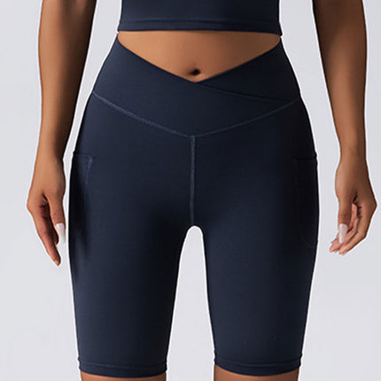 Biker Shorts Women Tummy Control  No Seam High Waist Yoga Gym Workout Running Volleyball Shorts With Pockets