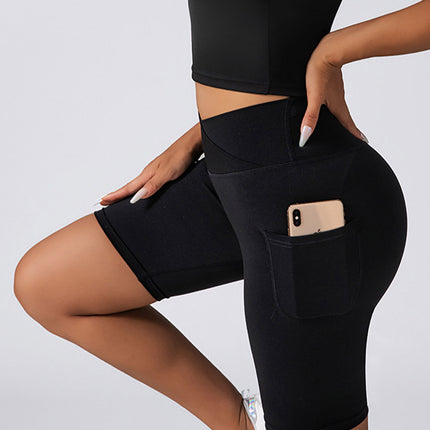 3 Pack Biker Shorts With Pockets High Waist Tummy Control Running Workout Polymide Gym Volleyball Yoga Shorts