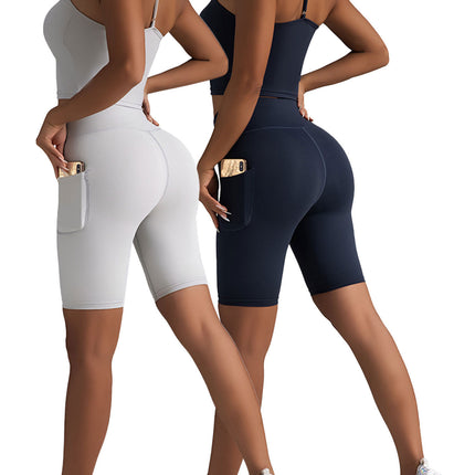 2 Pack High Waist Biker Shorts For Women-Workout Yoga Shorts Running Summer Soft Pants With Pockets