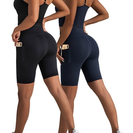 2 Pack High Waist Biker Shorts For Women-Workout Yoga Shorts Running Summer Soft Pants With Pockets