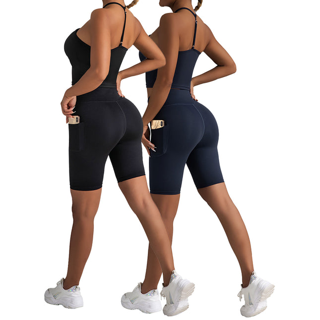 2 Pack High Waist Biker Shorts For Women-Workout Yoga Shorts Running Summer Soft Pants With Pockets