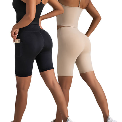 2 Pack High Waist Biker Shorts For Women-Workout Yoga Shorts Running Summer Soft Pants With Pockets
