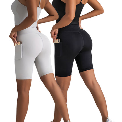 2 Pack High Waist Biker Shorts For Women-Workout Yoga Shorts Running Summer Soft Pants With Pockets