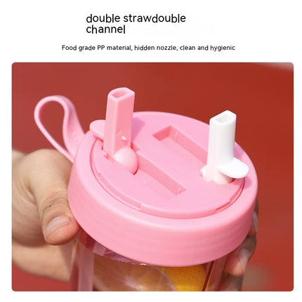 Dual Straw Fruit Tea Cup