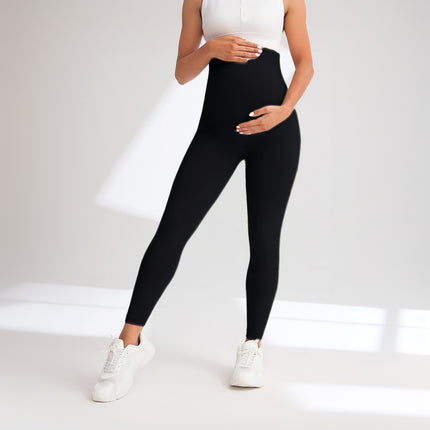 2 Pack  Maternity High-Waisted Seamless Yoga Pants For Women - Tummy Support Fitness Leggings