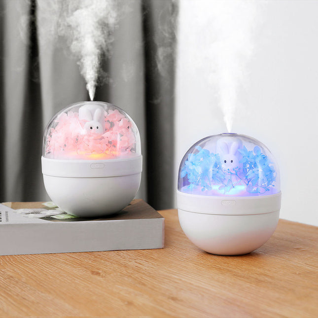 Rabbit USB Humidifier with Preserved Flower Design