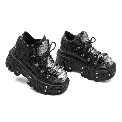 Chunky-sole Punk-style Platform Tank Boots For Women