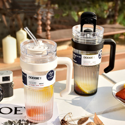 Household Portable Double Drink Straw Plastic Cup
