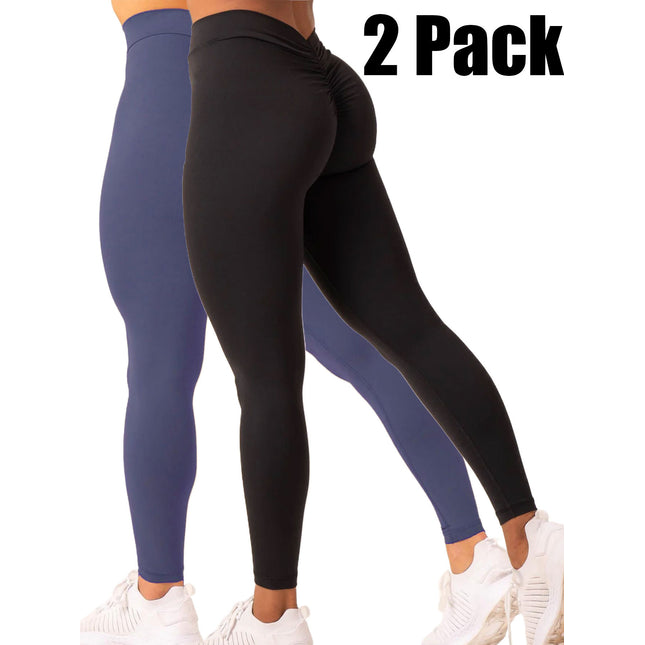 2 Pack High Waisted Leggings For Women-Soft Athletic Tummy Control Pants For Running Yoga Workout