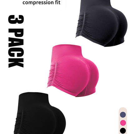 3 Pack Workout Shorts For Women Seamless Scrunch Butt Lifting High Waisted Yoga Gym Booty Running Short Pants