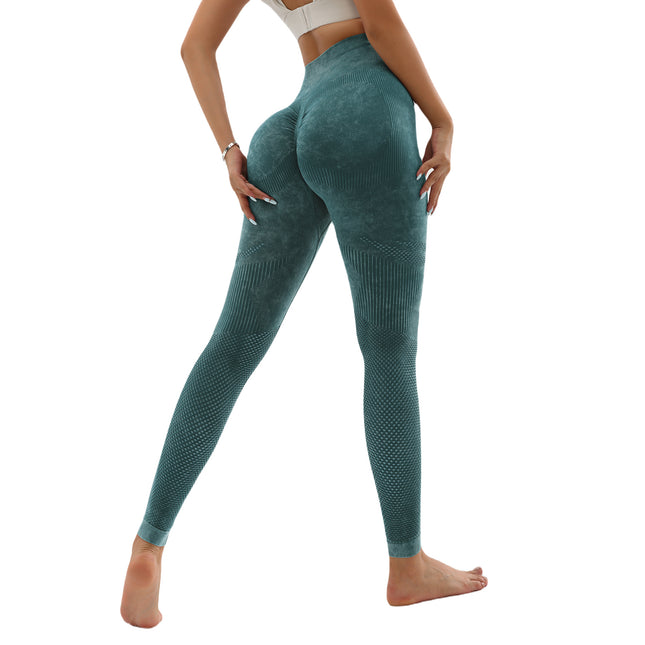 3 Pack Women's Seamless Washed Wide Waistband Sports Leggings, Women's High Waist Yoga Leggings, Textured Tummy Control Ruched Booty Tights Push Up Yoga Pants