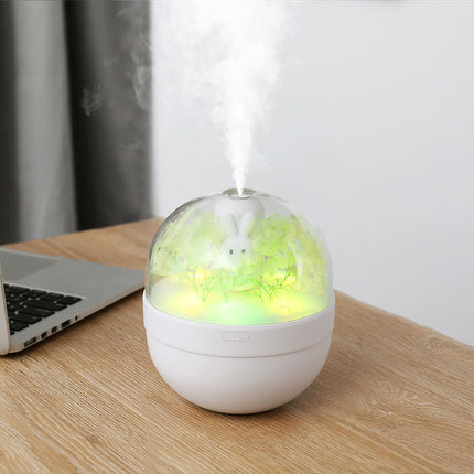 Rabbit USB Humidifier with Preserved Flower Design