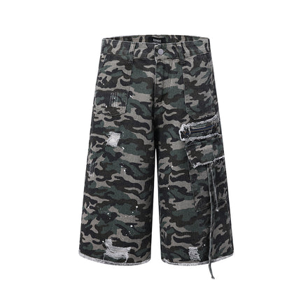UrbanEdge Camo Denim Shorts
