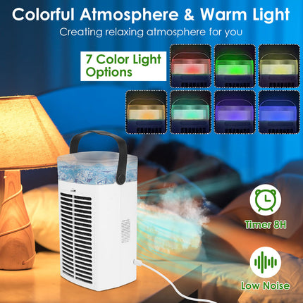 Portable Evaporative Air Cooler with Nightlight & 3-Speed Fan