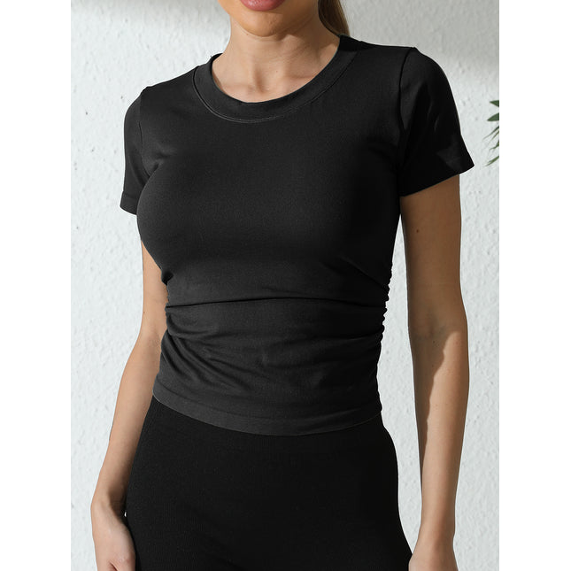 Solid Color Round Neck Sports T Shirt