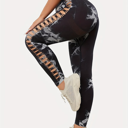 5 Pack Women's Tie-Dye Cutout Yoga Pants High-Waisted Leggings Women's Tie-Dye Leggings,, Leggings Women High Waisted Seamless Workout Leggings Gym Booty Tights Tummy Control Yoga Pants