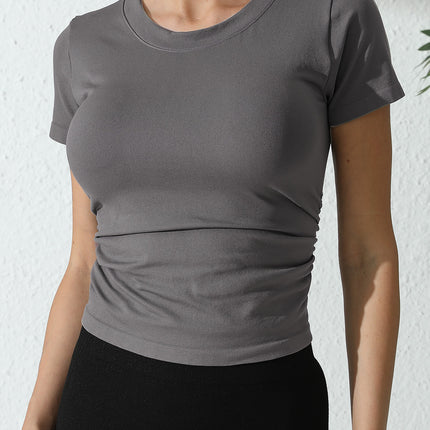Solid Color Round Neck Sports T Shirt