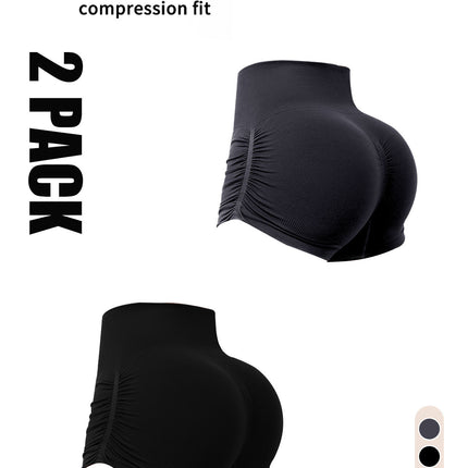 2 Pack Gym Shorts Women, Seamless Yoga Workout Shorts, High-Waisted Scrunch Butt Booty Lifting Athletic Running Shorts