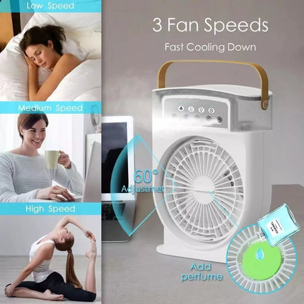 Portable USB Air Cooler with Mist & LED