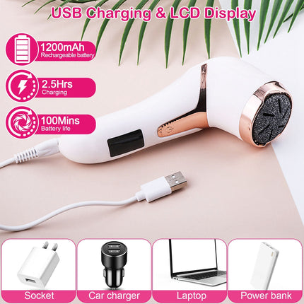 17Pcs Electric Foot Callus Remover With Vacuum Foot Grinder Rechargeable Foot File Dead Skin Pedicure Machine With 3 Grinding Heads 2 Speeds Foot Care Tool