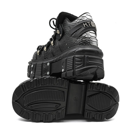 Chunky-sole Punk-style Platform Tank Boots For Women