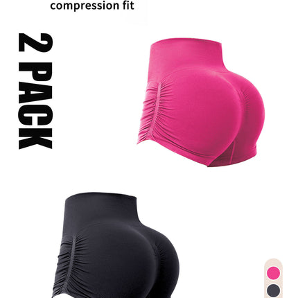 2 Pack Gym Shorts Women, Seamless Yoga Workout Shorts, High-Waisted Scrunch Butt Booty Lifting Athletic Running Shorts