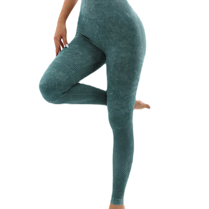 3 Pack Women's Seamless Washed Wide Waistband Sports Leggings, Women's High Waist Yoga Leggings, Textured Tummy Control Ruched Booty Tights Push Up Yoga Pants