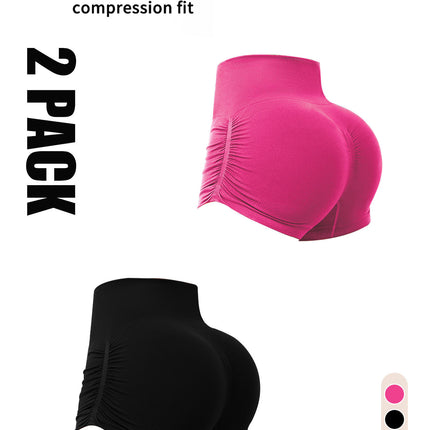2 Pack Gym Shorts Women, Seamless Yoga Workout Shorts, High-Waisted Scrunch Butt Booty Lifting Athletic Running Shorts