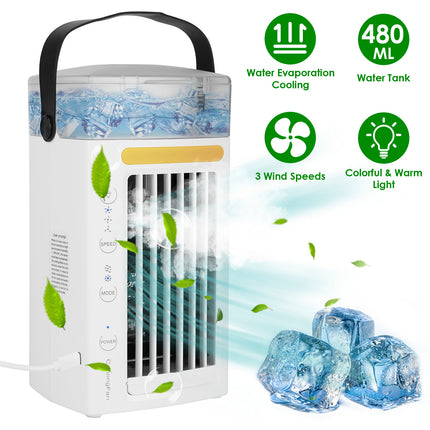 Portable Evaporative Air Cooler with Nightlight & 3-Speed Fan